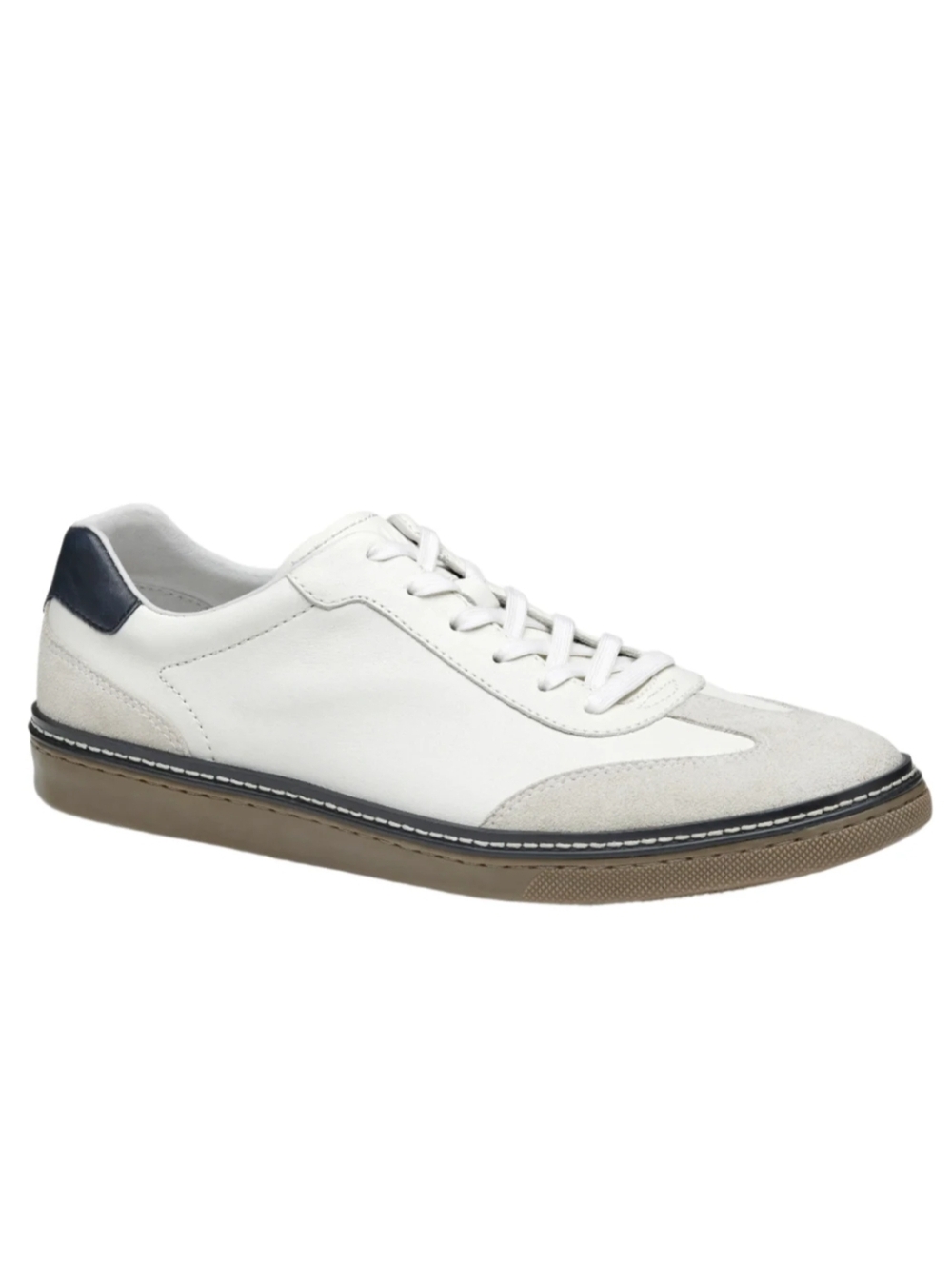 Johnston & Murphy Men's White McGuffey T-Toe Leather Low Top Sneaker